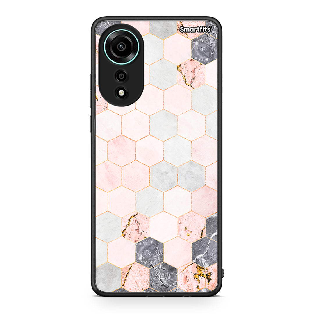 4 - Oppo A78 4G Hexagon Pink Marble case, cover, bumper