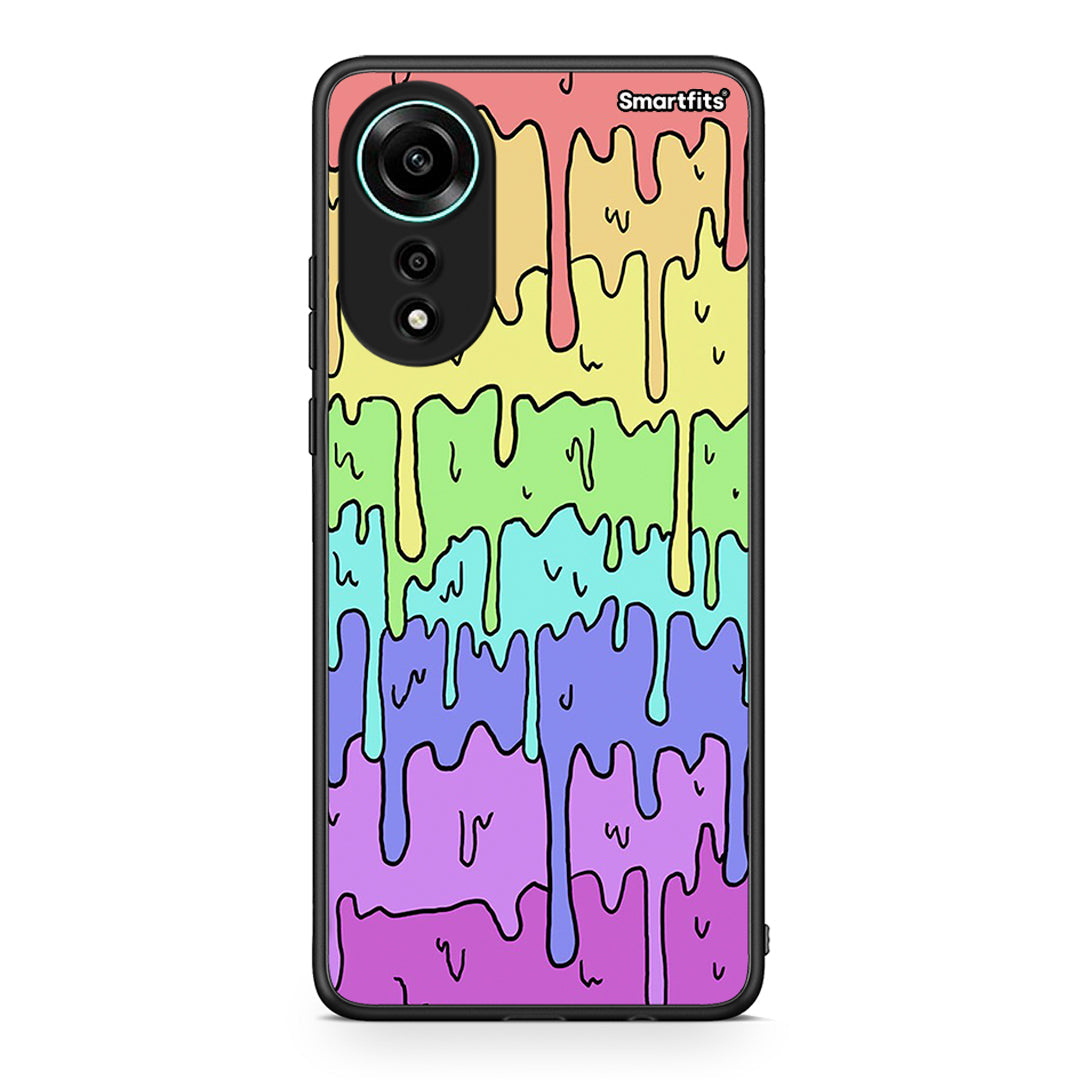 Oppo A78 4G Melting Rainbow θήκη από τη Smartfits με σχέδιο στο πίσω μέρος και μαύρο περίβλημα | Smartphone case with colorful back and black bezels by Smartfits