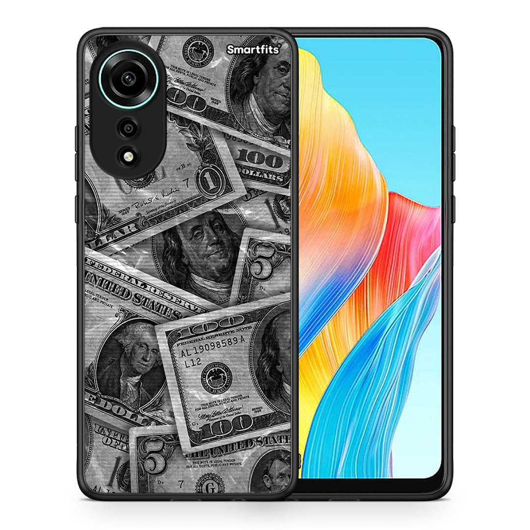 Θήκη Oppo A78 4G Money Dollars από τη Smartfits με σχέδιο στο πίσω μέρος και μαύρο περίβλημα | Oppo A78 4G Money Dollars case with colorful back and black bezels