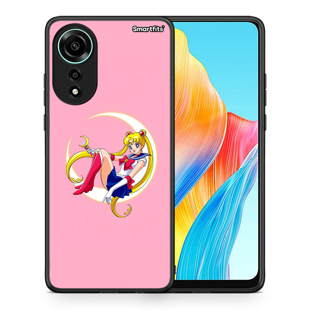 Θήκη Oppo A78 4G Moon Girl από τη Smartfits με σχέδιο στο πίσω μέρος και μαύρο περίβλημα | Oppo A78 4G Moon Girl case with colorful back and black bezels