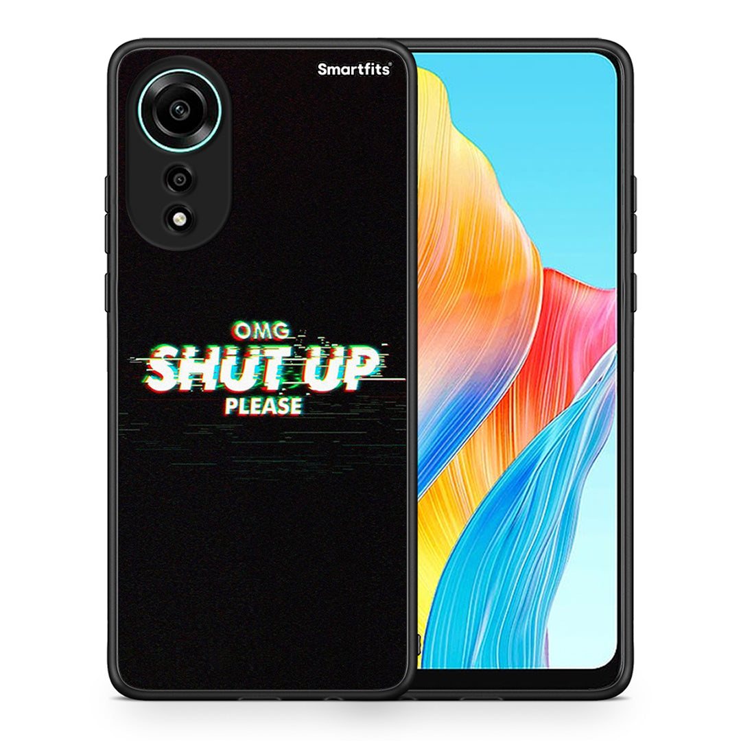 Θήκη Oppo A78 4G OMG ShutUp από τη Smartfits με σχέδιο στο πίσω μέρος και μαύρο περίβλημα | Oppo A78 4G OMG ShutUp case with colorful back and black bezels
