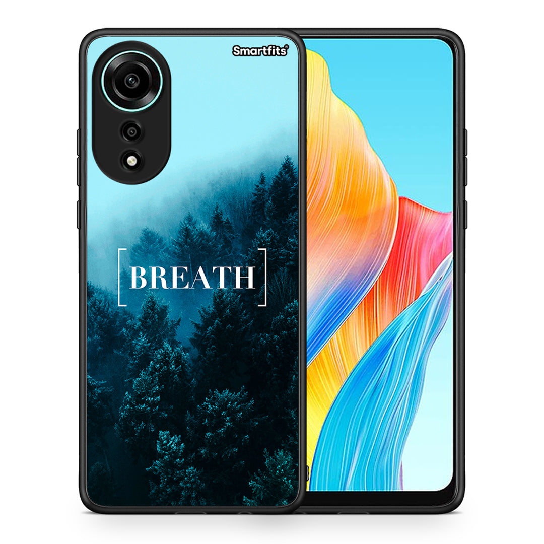 Θήκη Oppo A78 4G Breath Quote από τη Smartfits με σχέδιο στο πίσω μέρος και μαύρο περίβλημα | Oppo A78 4G Breath Quote case with colorful back and black bezels