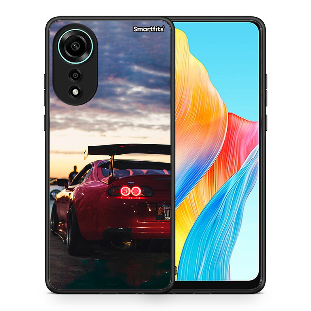 Θήκη Oppo A78 4G Racing Supra από τη Smartfits με σχέδιο στο πίσω μέρος και μαύρο περίβλημα | Oppo A78 4G Racing Supra case with colorful back and black bezels