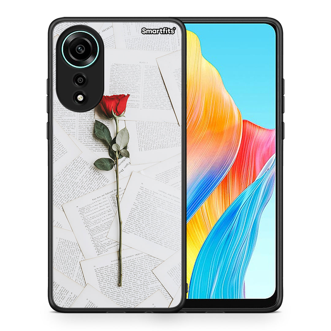 Θήκη Oppo A78 4G Red Rose από τη Smartfits με σχέδιο στο πίσω μέρος και μαύρο περίβλημα | Oppo A78 4G Red Rose case with colorful back and black bezels