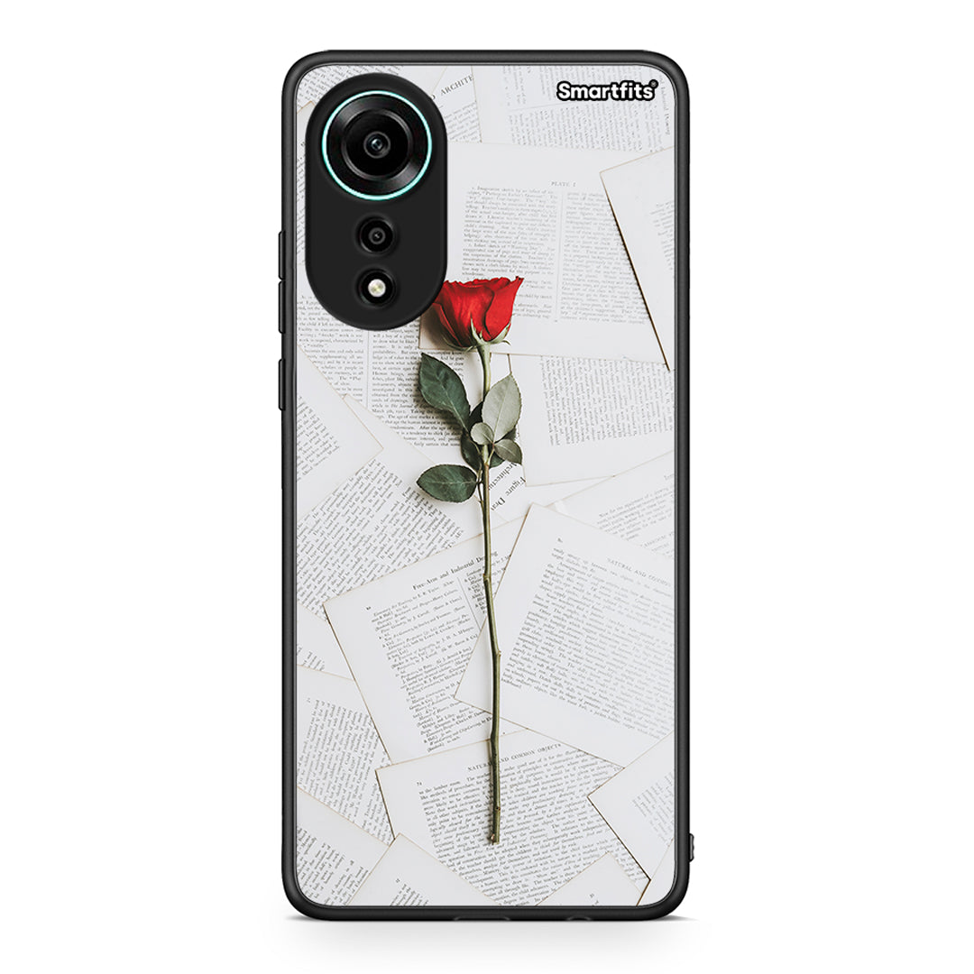 Oppo A78 4G Red Rose θήκη από τη Smartfits με σχέδιο στο πίσω μέρος και μαύρο περίβλημα | Smartphone case with colorful back and black bezels by Smartfits