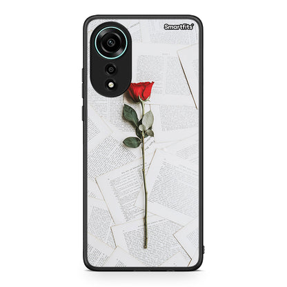 Oppo A78 4G Red Rose θήκη από τη Smartfits με σχέδιο στο πίσω μέρος και μαύρο περίβλημα | Smartphone case with colorful back and black bezels by Smartfits