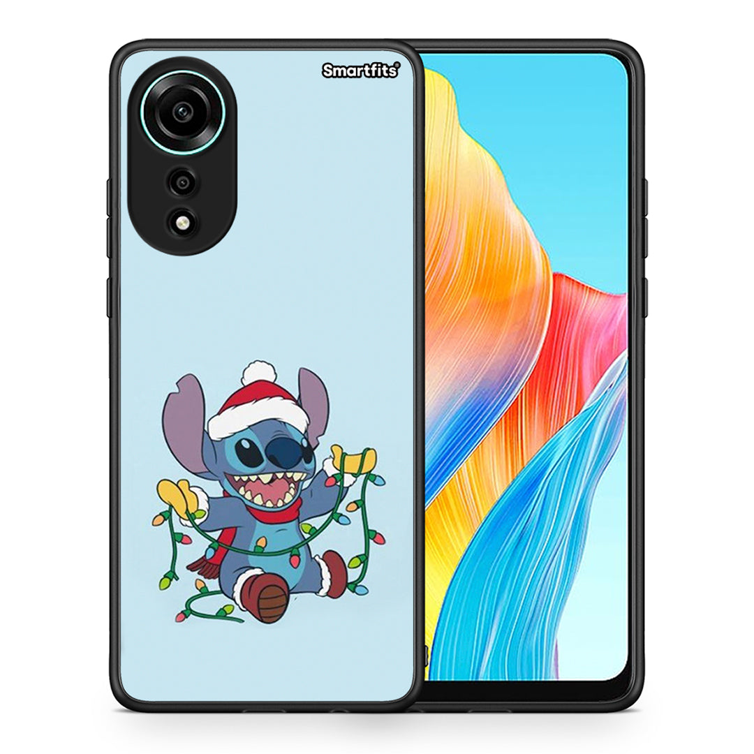 Θήκη Oppo A78 4G Santa Stich από τη Smartfits με σχέδιο στο πίσω μέρος και μαύρο περίβλημα | Oppo A78 4G Santa Stich case with colorful back and black bezels