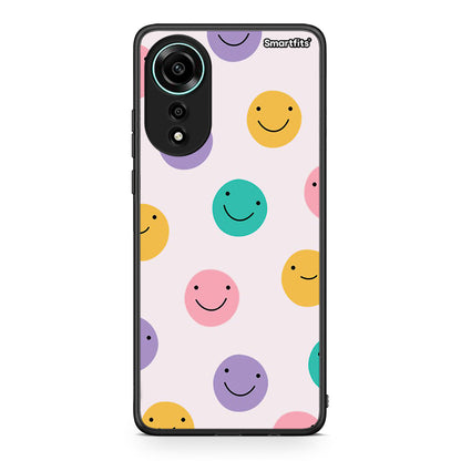 Oppo A78 4G Smiley Faces θήκη από τη Smartfits με σχέδιο στο πίσω μέρος και μαύρο περίβλημα | Smartphone case with colorful back and black bezels by Smartfits