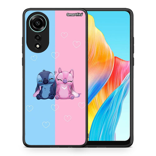 Θήκη Oppo A78 4G Stitch And Angel από τη Smartfits με σχέδιο στο πίσω μέρος και μαύρο περίβλημα | Oppo A78 4G Stitch And Angel case with colorful back and black bezels