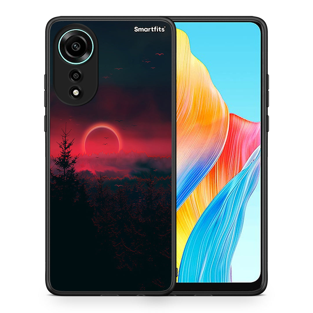 Θήκη Oppo A78 4G Sunset Tropic από τη Smartfits με σχέδιο στο πίσω μέρος και μαύρο περίβλημα | Oppo A78 4G Sunset Tropic case with colorful back and black bezels
