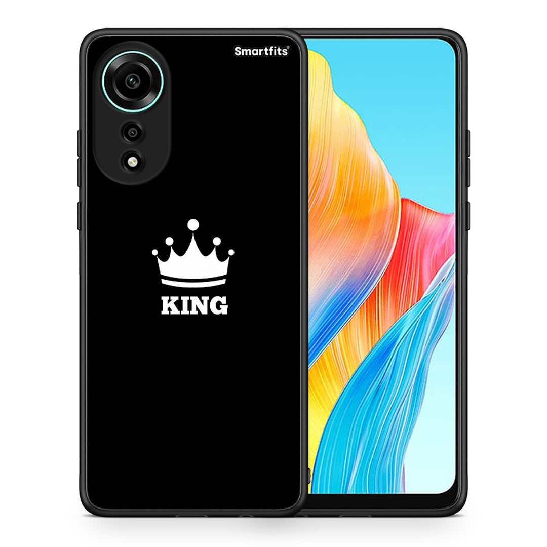 Θήκη Oppo A78 4G King Valentine από τη Smartfits με σχέδιο στο πίσω μέρος και μαύρο περίβλημα | Oppo A78 4G King Valentine case with colorful back and black bezels