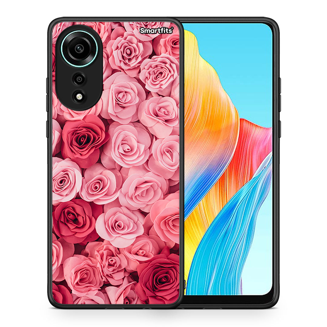 Θήκη Oppo A78 4G RoseGarden Valentine από τη Smartfits με σχέδιο στο πίσω μέρος και μαύρο περίβλημα | Oppo A78 4G RoseGarden Valentine case with colorful back and black bezels