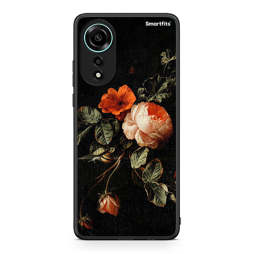 Oppo A78 4G Vintage Roses θήκη από τη Smartfits με σχέδιο στο πίσω μέρος και μαύρο περίβλημα | Smartphone case with colorful back and black bezels by Smartfits