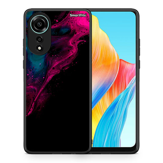 Θήκη Oppo A78 4G Pink Black Watercolor από τη Smartfits με σχέδιο στο πίσω μέρος και μαύρο περίβλημα | Oppo A78 4G Pink Black Watercolor case with colorful back and black bezels