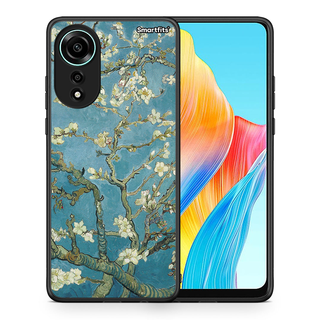 Θήκη Oppo A78 4G White Blossoms από τη Smartfits με σχέδιο στο πίσω μέρος και μαύρο περίβλημα | Oppo A78 4G White Blossoms case with colorful back and black bezels