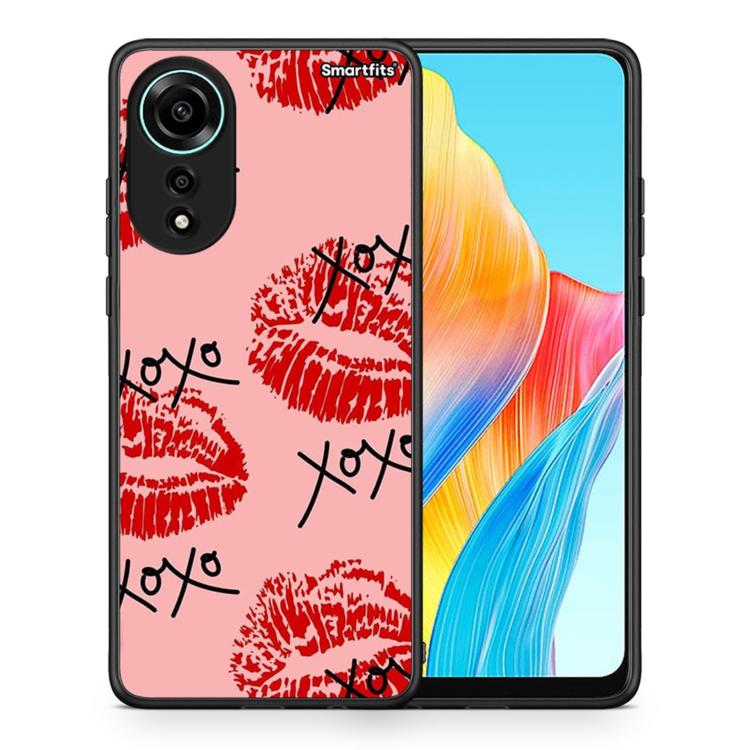 Θήκη Oppo A78 4G XOXO Lips από τη Smartfits με σχέδιο στο πίσω μέρος και μαύρο περίβλημα | Oppo A78 4G XOXO Lips case with colorful back and black bezels