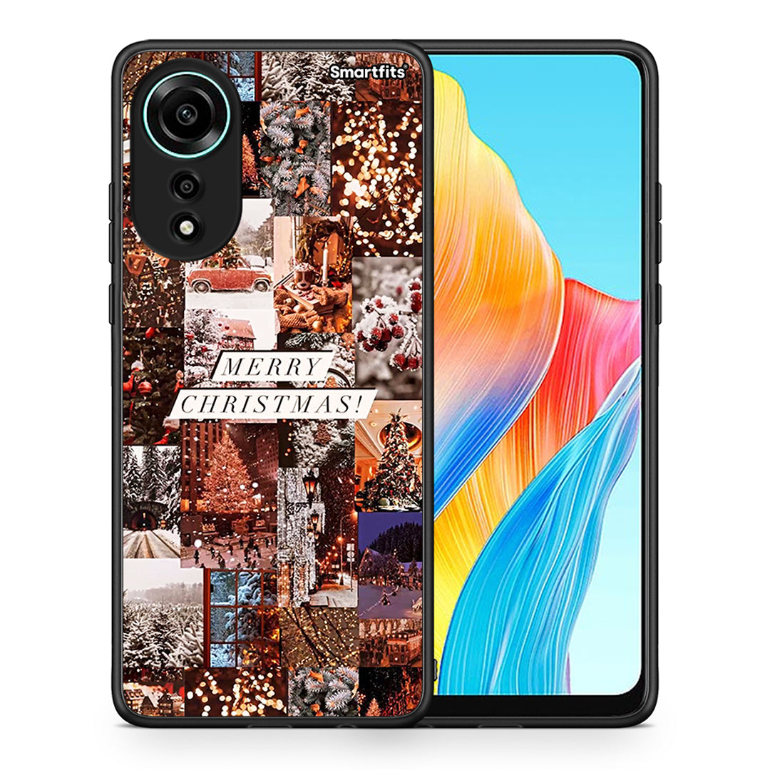 Θήκη Oppo A78 4G Xmas Collage από τη Smartfits με σχέδιο στο πίσω μέρος και μαύρο περίβλημα | Oppo A78 4G Xmas Collage case with colorful back and black bezels