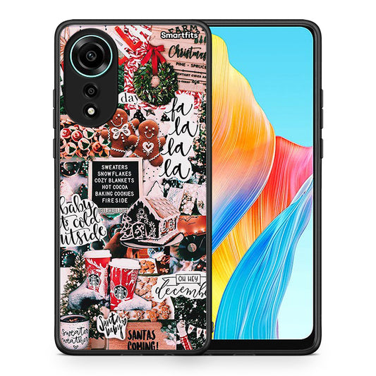 Θήκη Oppo A78 4G Xmas Habbits από τη Smartfits με σχέδιο στο πίσω μέρος και μαύρο περίβλημα | Oppo A78 4G Xmas Habbits case with colorful back and black bezels