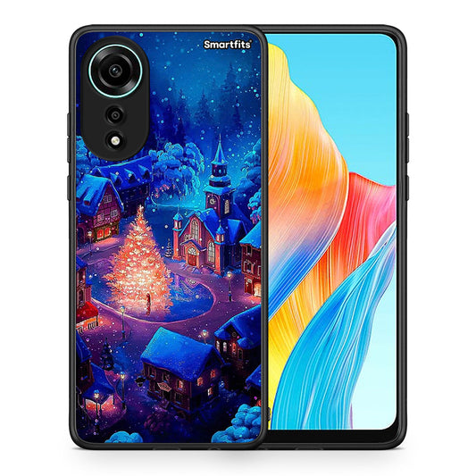 Θήκη Oppo A78 4G Xmas Village από τη Smartfits με σχέδιο στο πίσω μέρος και μαύρο περίβλημα | Oppo A78 4G Xmas Village case with colorful back and black bezels