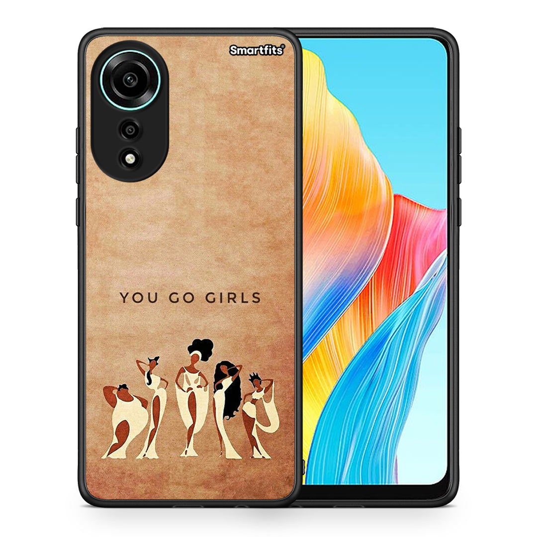 Θήκη Oppo A78 4G You Go Girl από τη Smartfits με σχέδιο στο πίσω μέρος και μαύρο περίβλημα | Oppo A78 4G You Go Girl case with colorful back and black bezels