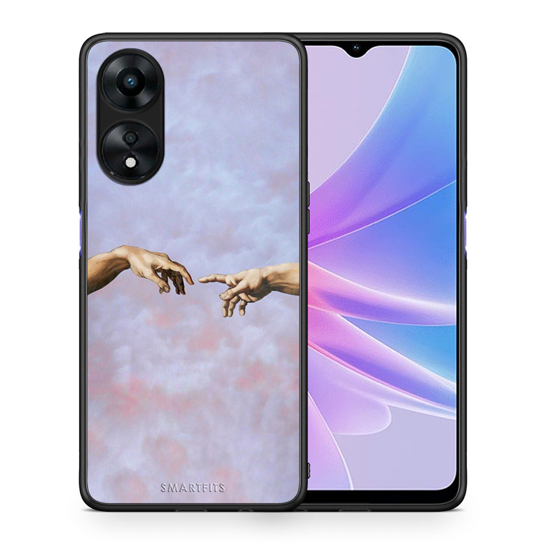 Θήκη Oppo A78 Adam Hand από τη Smartfits με σχέδιο στο πίσω μέρος και μαύρο περίβλημα | Oppo A78 Adam Hand Case with Colorful Back and Black Bezels