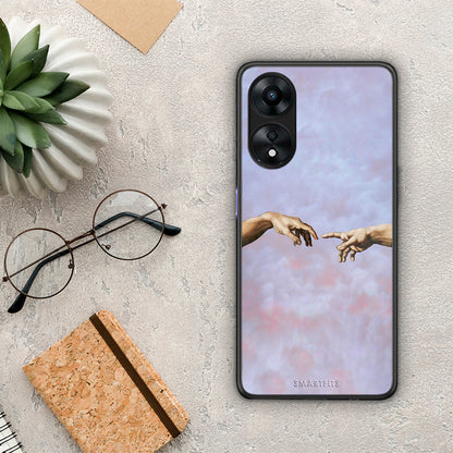 Θήκη Oppo A78 Adam Hand από τη Smartfits με σχέδιο στο πίσω μέρος και μαύρο περίβλημα | Oppo A78 Adam Hand Case with Colorful Back and Black Bezels