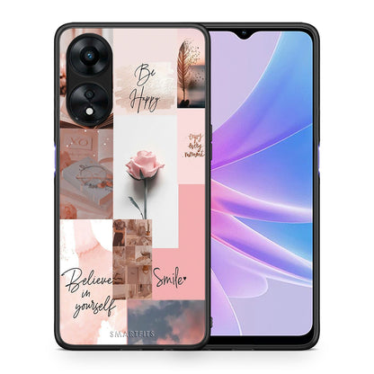 Θήκη Oppo A78 Aesthetic Collage από τη Smartfits με σχέδιο στο πίσω μέρος και μαύρο περίβλημα | Oppo A78 Aesthetic Collage Case with Colorful Back and Black Bezels