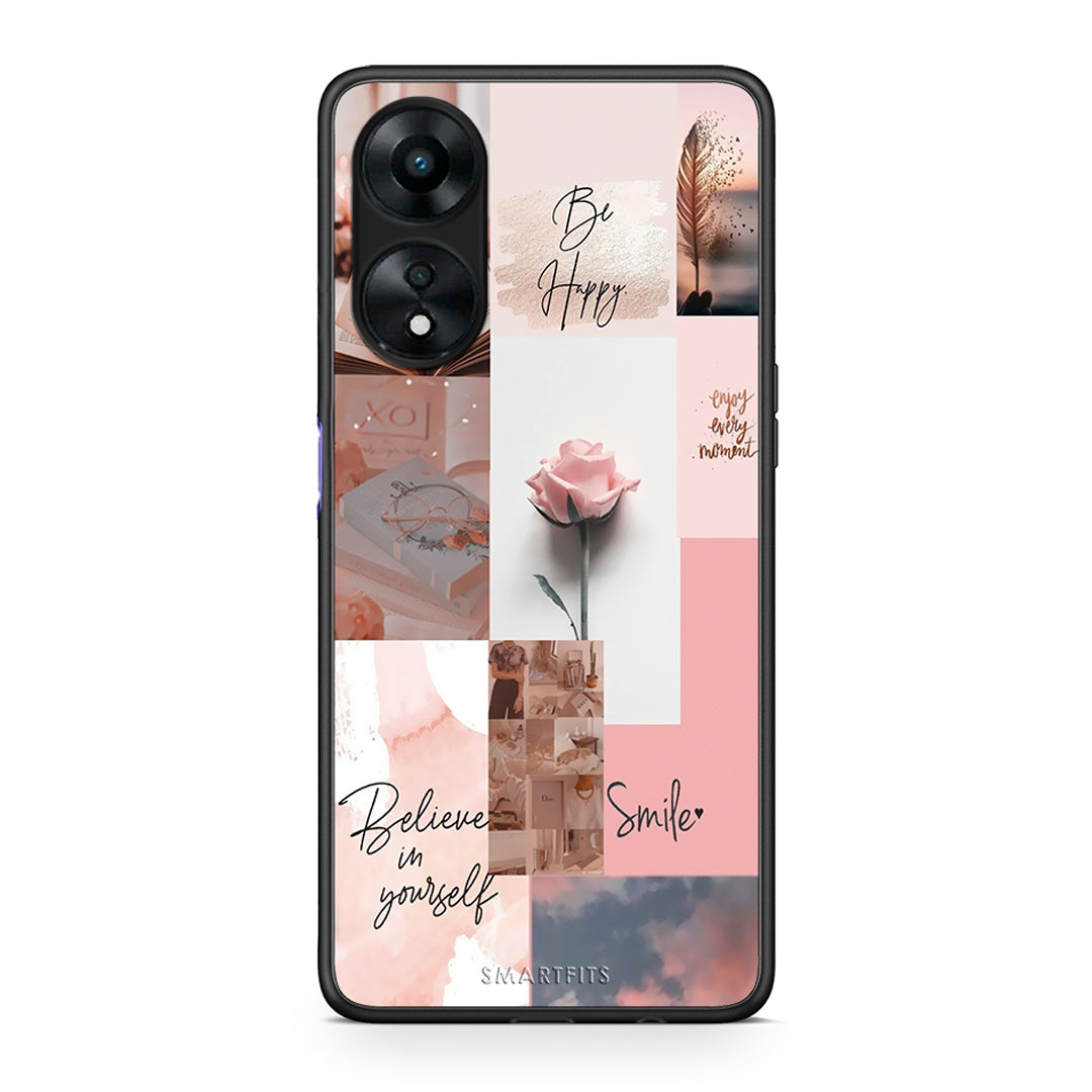 Θήκη Oppo A78 Aesthetic Collage από τη Smartfits με σχέδιο στο πίσω μέρος και μαύρο περίβλημα | Oppo A78 Aesthetic Collage Case with Colorful Back and Black Bezels