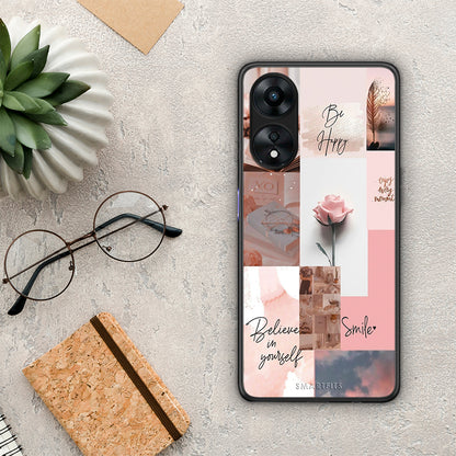 Θήκη Oppo A78 Aesthetic Collage από τη Smartfits με σχέδιο στο πίσω μέρος και μαύρο περίβλημα | Oppo A78 Aesthetic Collage Case with Colorful Back and Black Bezels