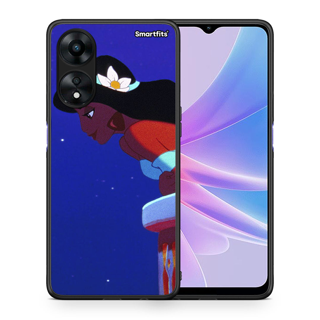 Θήκη Oppo A78 Alladin And Jasmine Love 2 από τη Smartfits με σχέδιο στο πίσω μέρος και μαύρο περίβλημα | Oppo A78 Alladin And Jasmine Love 2 Case with Colorful Back and Black Bezels