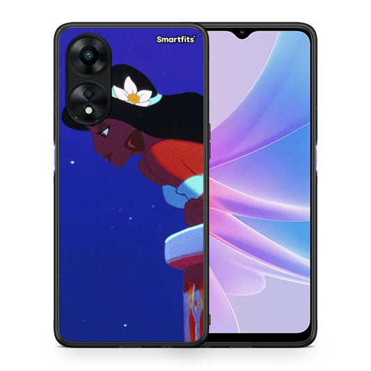 Θήκη Oppo A78 Alladin And Jasmine Love 2 από τη Smartfits με σχέδιο στο πίσω μέρος και μαύρο περίβλημα | Oppo A78 Alladin And Jasmine Love 2 Case with Colorful Back and Black Bezels