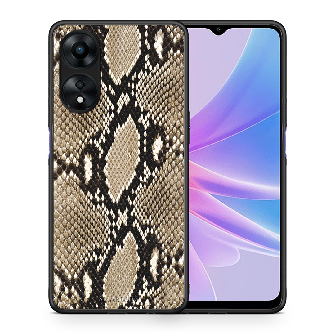 Θήκη Oppo A78 Animal Fashion Snake από τη Smartfits με σχέδιο στο πίσω μέρος και μαύρο περίβλημα | Oppo A78 Animal Fashion Snake Case with Colorful Back and Black Bezels