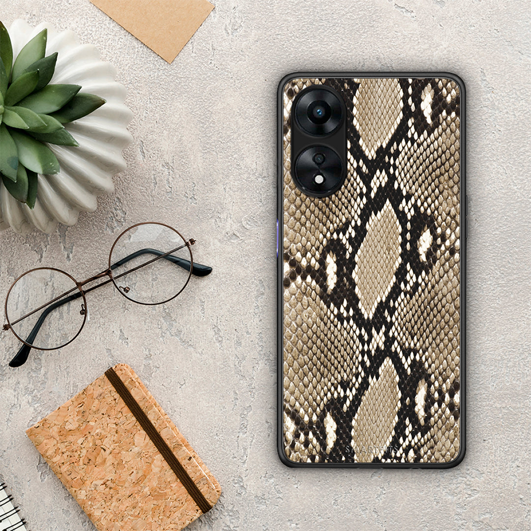 Θήκη Oppo A78 Animal Fashion Snake από τη Smartfits με σχέδιο στο πίσω μέρος και μαύρο περίβλημα | Oppo A78 Animal Fashion Snake Case with Colorful Back and Black Bezels