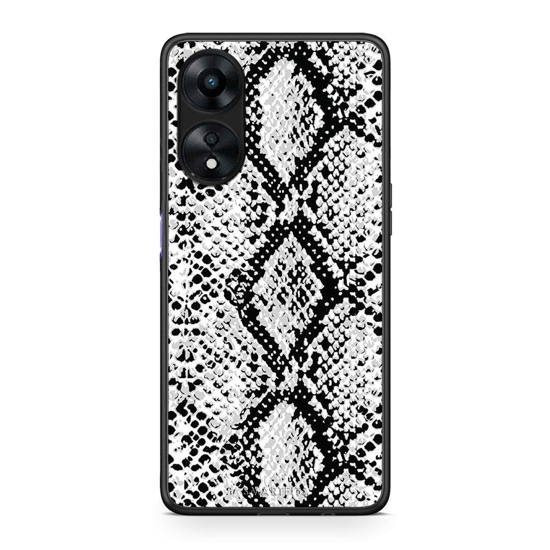 Θήκη Oppo A78 Animal White Snake από τη Smartfits με σχέδιο στο πίσω μέρος και μαύρο περίβλημα | Oppo A78 Animal White Snake Case with Colorful Back and Black Bezels