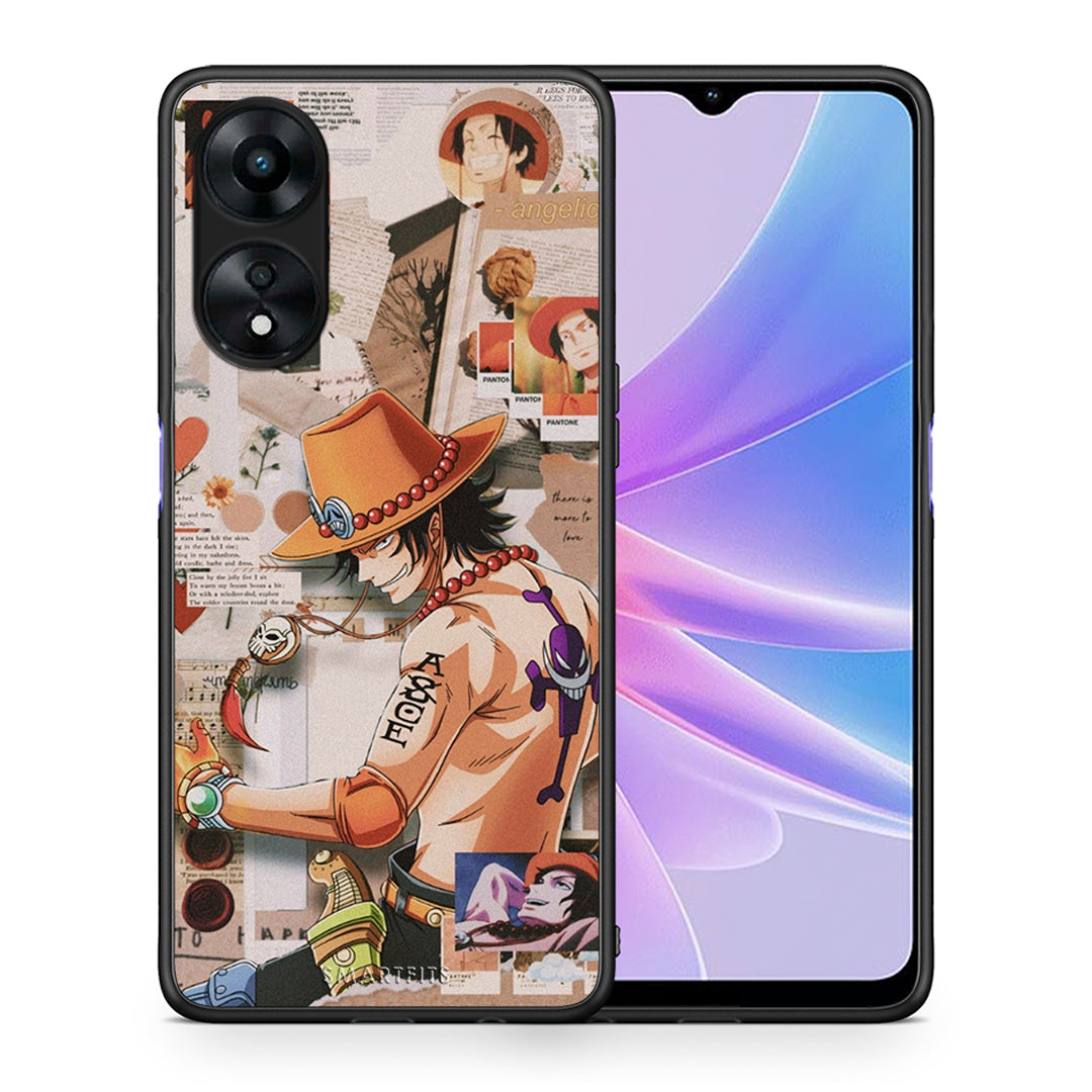 Θήκη Oppo A78 Anime Collage από τη Smartfits με σχέδιο στο πίσω μέρος και μαύρο περίβλημα | Oppo A78 Anime Collage Case with Colorful Back and Black Bezels