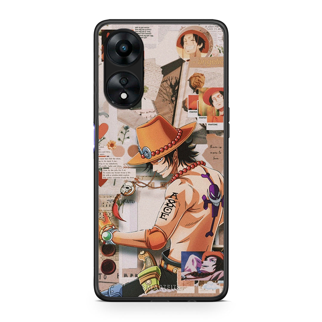 Θήκη Oppo A78 Anime Collage από τη Smartfits με σχέδιο στο πίσω μέρος και μαύρο περίβλημα | Oppo A78 Anime Collage Case with Colorful Back and Black Bezels