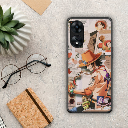 Θήκη Oppo A78 Anime Collage από τη Smartfits με σχέδιο στο πίσω μέρος και μαύρο περίβλημα | Oppo A78 Anime Collage Case with Colorful Back and Black Bezels