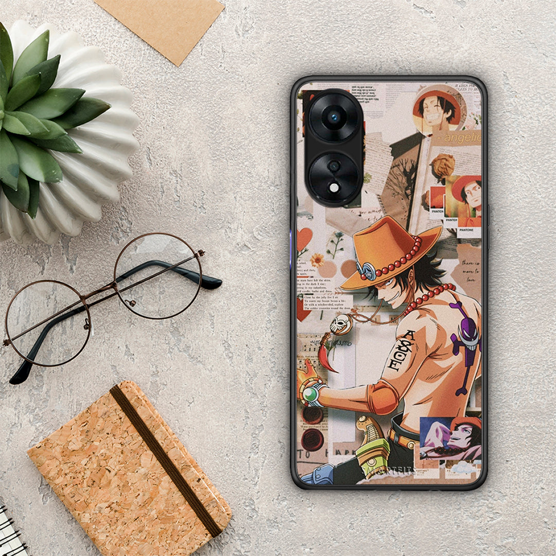 Θήκη Oppo A78 Anime Collage από τη Smartfits με σχέδιο στο πίσω μέρος και μαύρο περίβλημα | Oppo A78 Anime Collage Case with Colorful Back and Black Bezels