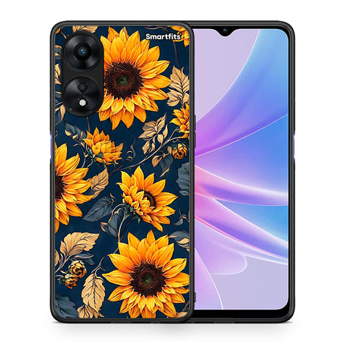 Θήκη Oppo A78 Autumn Sunflowers από τη Smartfits με σχέδιο στο πίσω μέρος και μαύρο περίβλημα | Oppo A78 Autumn Sunflowers Case with Colorful Back and Black Bezels