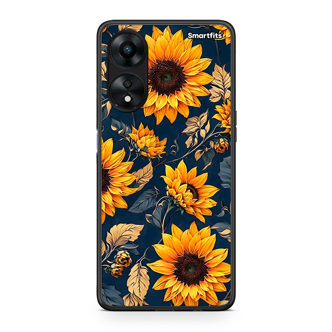 Θήκη Oppo A78 Autumn Sunflowers από τη Smartfits με σχέδιο στο πίσω μέρος και μαύρο περίβλημα | Oppo A78 Autumn Sunflowers Case with Colorful Back and Black Bezels