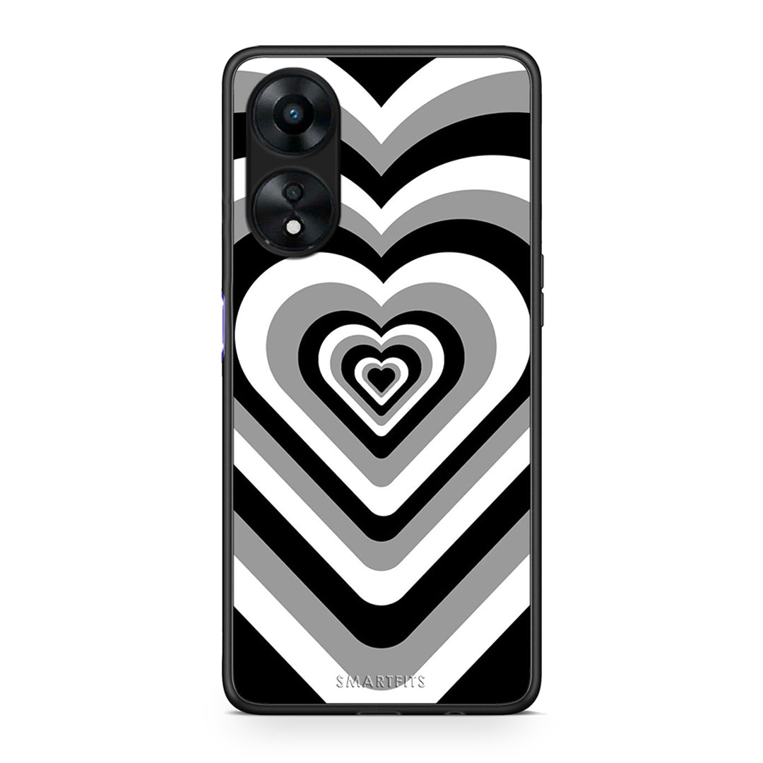 Θήκη Oppo A78 Black Hearts από τη Smartfits με σχέδιο στο πίσω μέρος και μαύρο περίβλημα | Oppo A78 Black Hearts Case with Colorful Back and Black Bezels