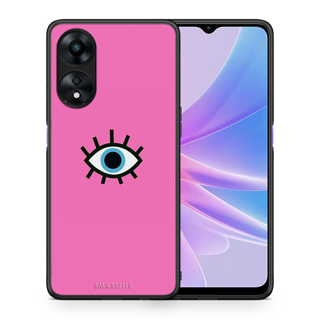 Θήκη Oppo A78 Blue Eye Pink από τη Smartfits με σχέδιο στο πίσω μέρος και μαύρο περίβλημα | Oppo A78 Blue Eye Pink Case with Colorful Back and Black Bezels