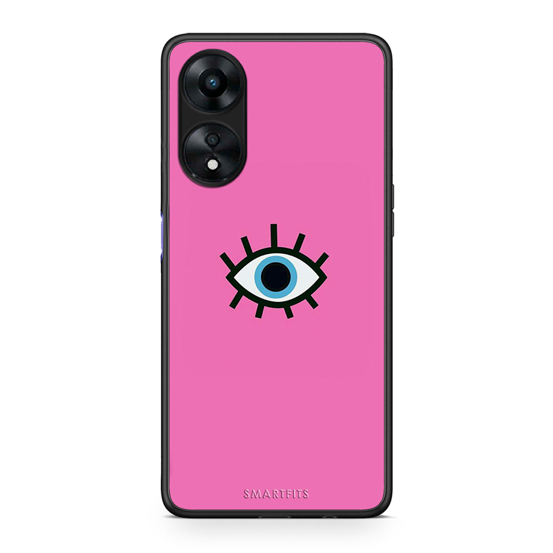 Θήκη Oppo A78 Blue Eye Pink από τη Smartfits με σχέδιο στο πίσω μέρος και μαύρο περίβλημα | Oppo A78 Blue Eye Pink Case with Colorful Back and Black Bezels