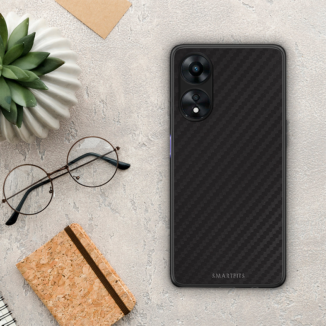 Θήκη Oppo A78 Carbon Black από τη Smartfits με σχέδιο στο πίσω μέρος και μαύρο περίβλημα | Oppo A78 Carbon Black Case with Colorful Back and Black Bezels