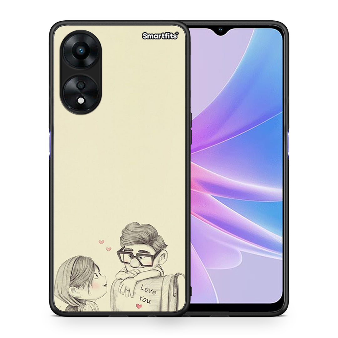 Θήκη Oppo A78 Carl And Ellie από τη Smartfits με σχέδιο στο πίσω μέρος και μαύρο περίβλημα | Oppo A78 Carl And Ellie Case with Colorful Back and Black Bezels