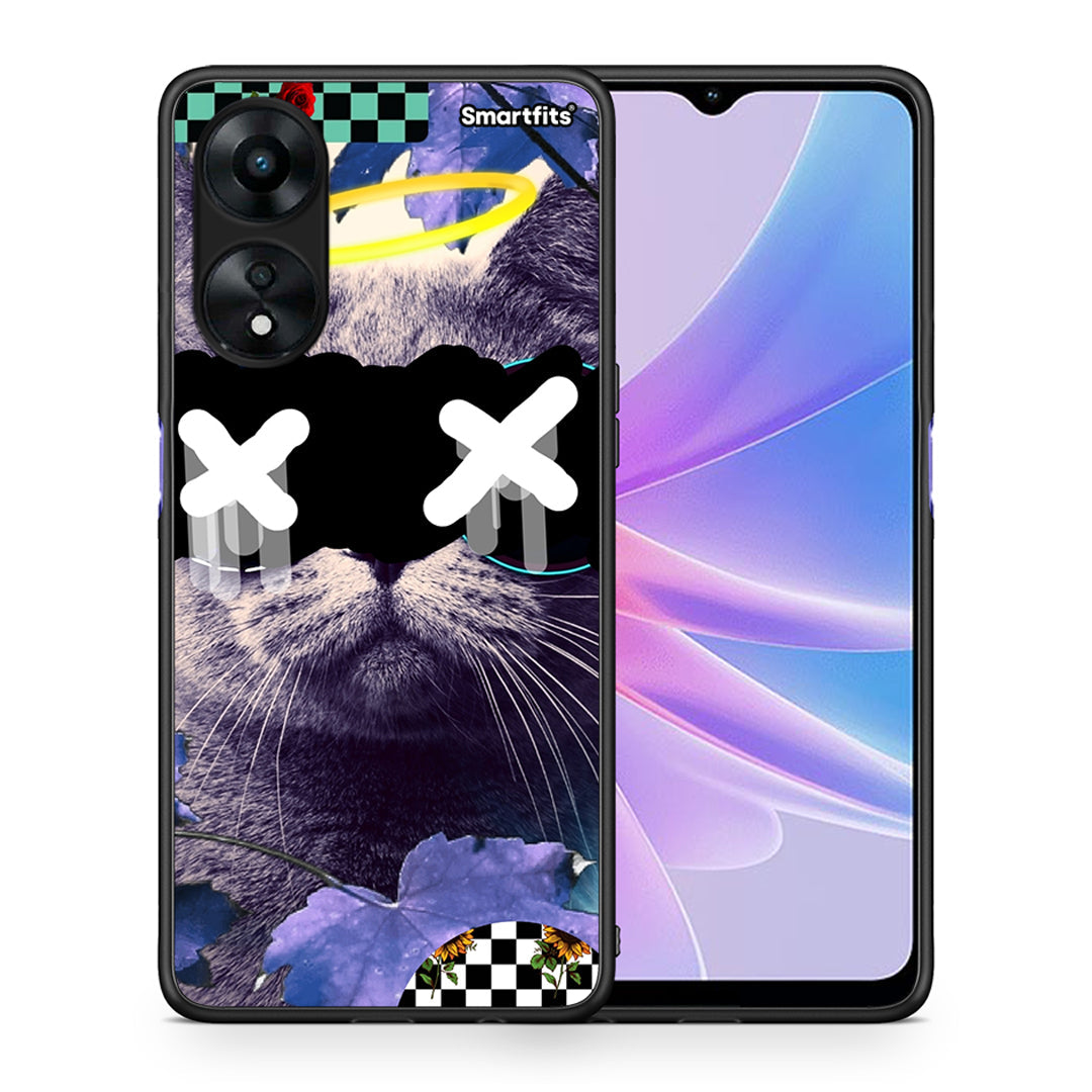 Θήκη Oppo A78 Cat Collage από τη Smartfits με σχέδιο στο πίσω μέρος και μαύρο περίβλημα | Oppo A78 Cat Collage Case with Colorful Back and Black Bezels