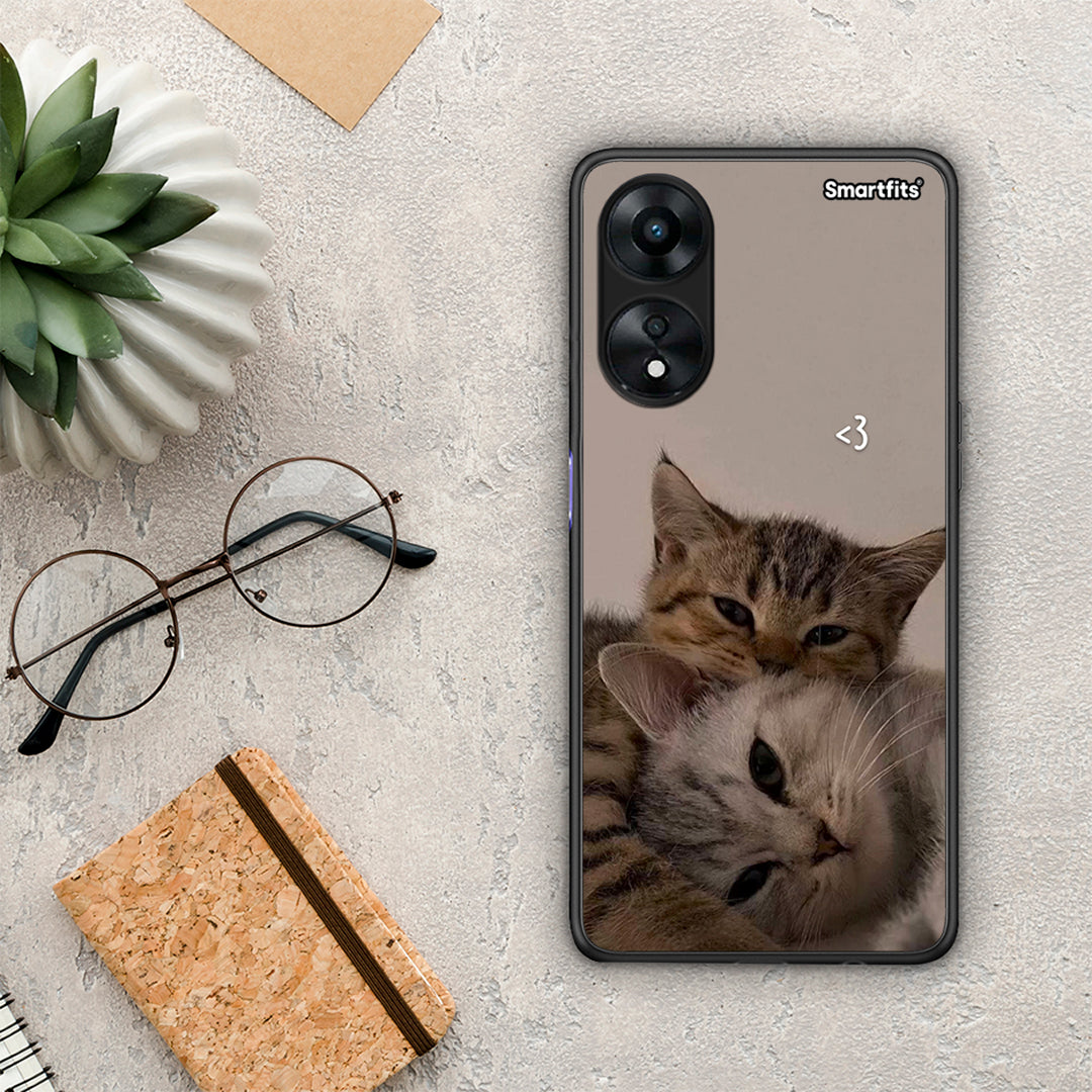 Θήκη Oppo A78 Cats In Love από τη Smartfits με σχέδιο στο πίσω μέρος και μαύρο περίβλημα | Oppo A78 Cats In Love Case with Colorful Back and Black Bezels