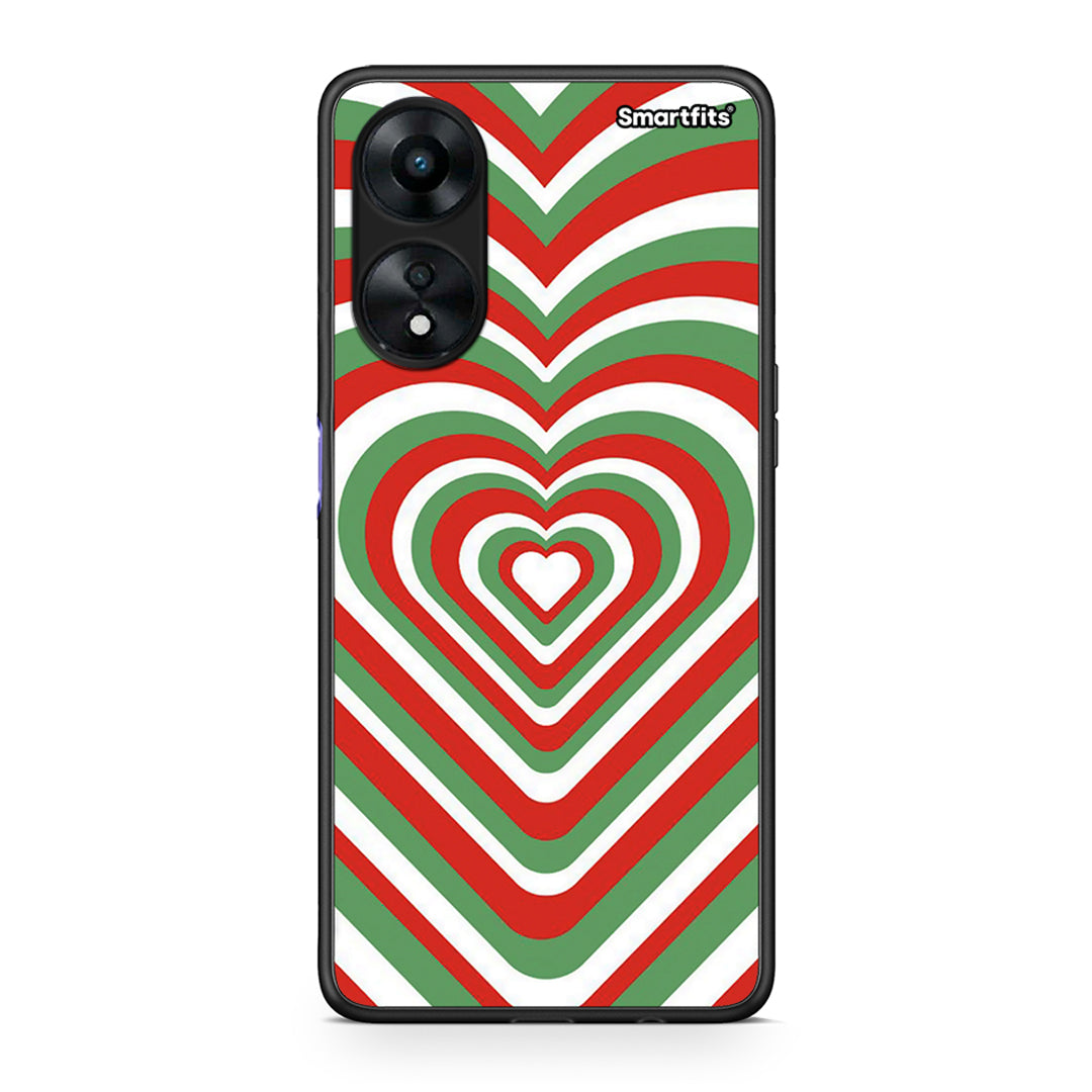 Θήκη Oppo A78 Christmas Hearts από τη Smartfits με σχέδιο στο πίσω μέρος και μαύρο περίβλημα | Oppo A78 Christmas Hearts Case with Colorful Back and Black Bezels