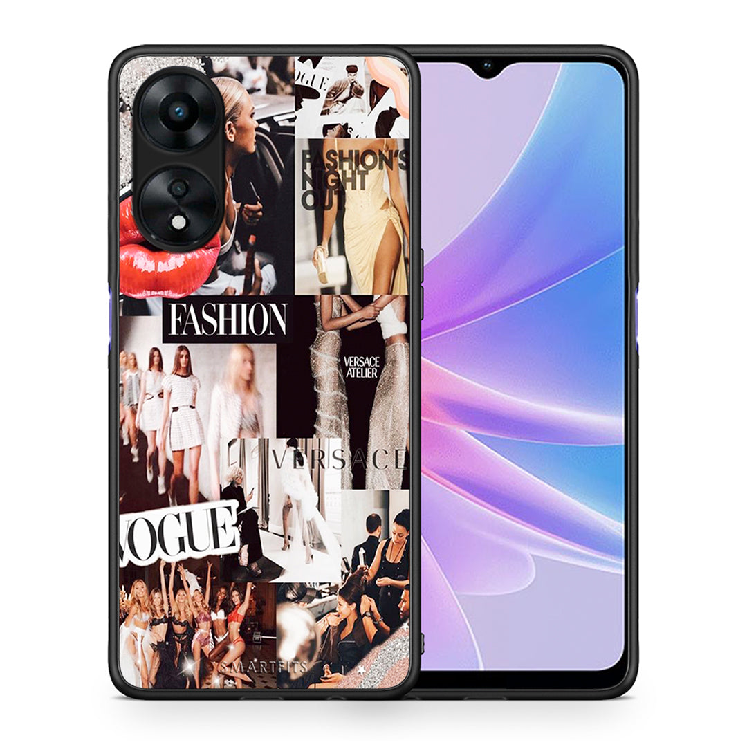 Θήκη Oppo A78 Collage Fashion από τη Smartfits με σχέδιο στο πίσω μέρος και μαύρο περίβλημα | Oppo A78 Collage Fashion Case with Colorful Back and Black Bezels