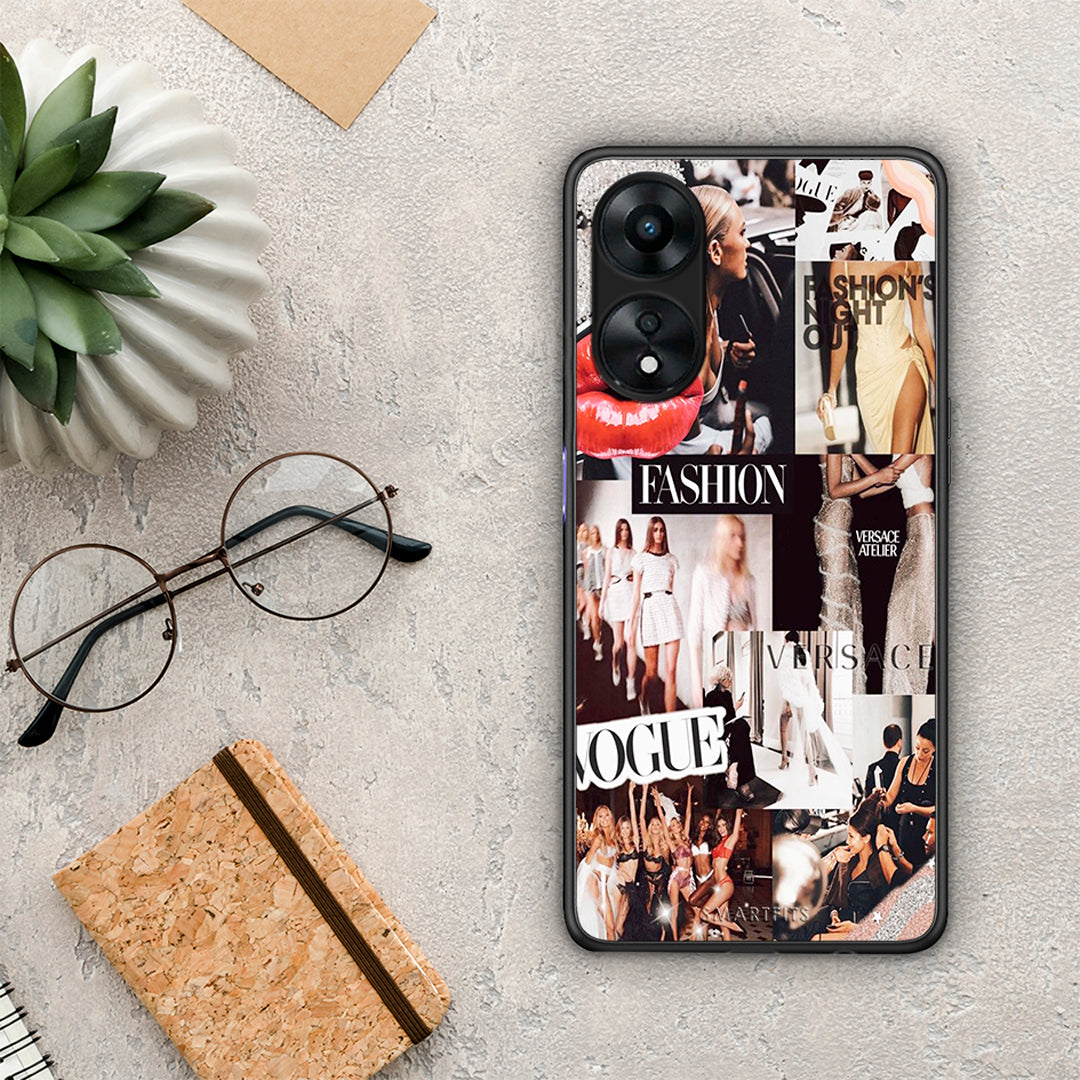 Θήκη Oppo A78 Collage Fashion από τη Smartfits με σχέδιο στο πίσω μέρος και μαύρο περίβλημα | Oppo A78 Collage Fashion Case with Colorful Back and Black Bezels